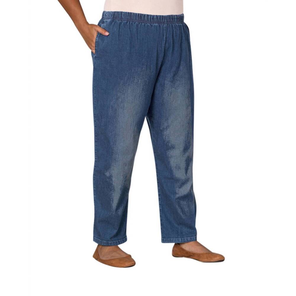NEW ON THE PLUS SIDE plus size premium wide leg denim jeans in medium wash denim
